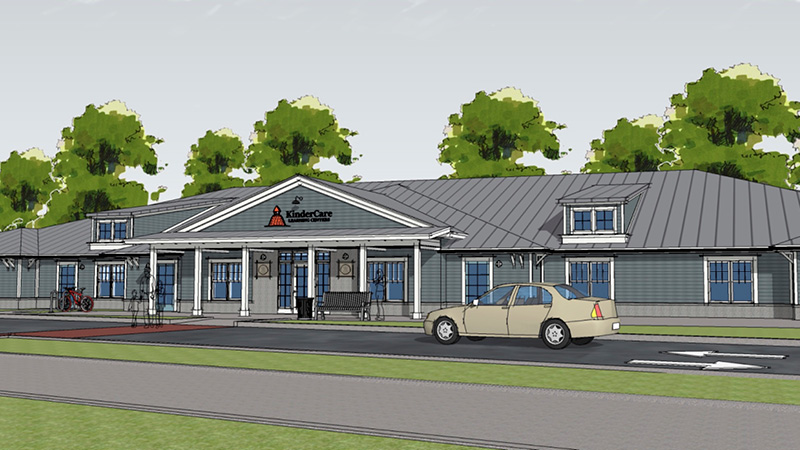 Exterior rendering of KinderCare Child Care Center at Wildlight.
