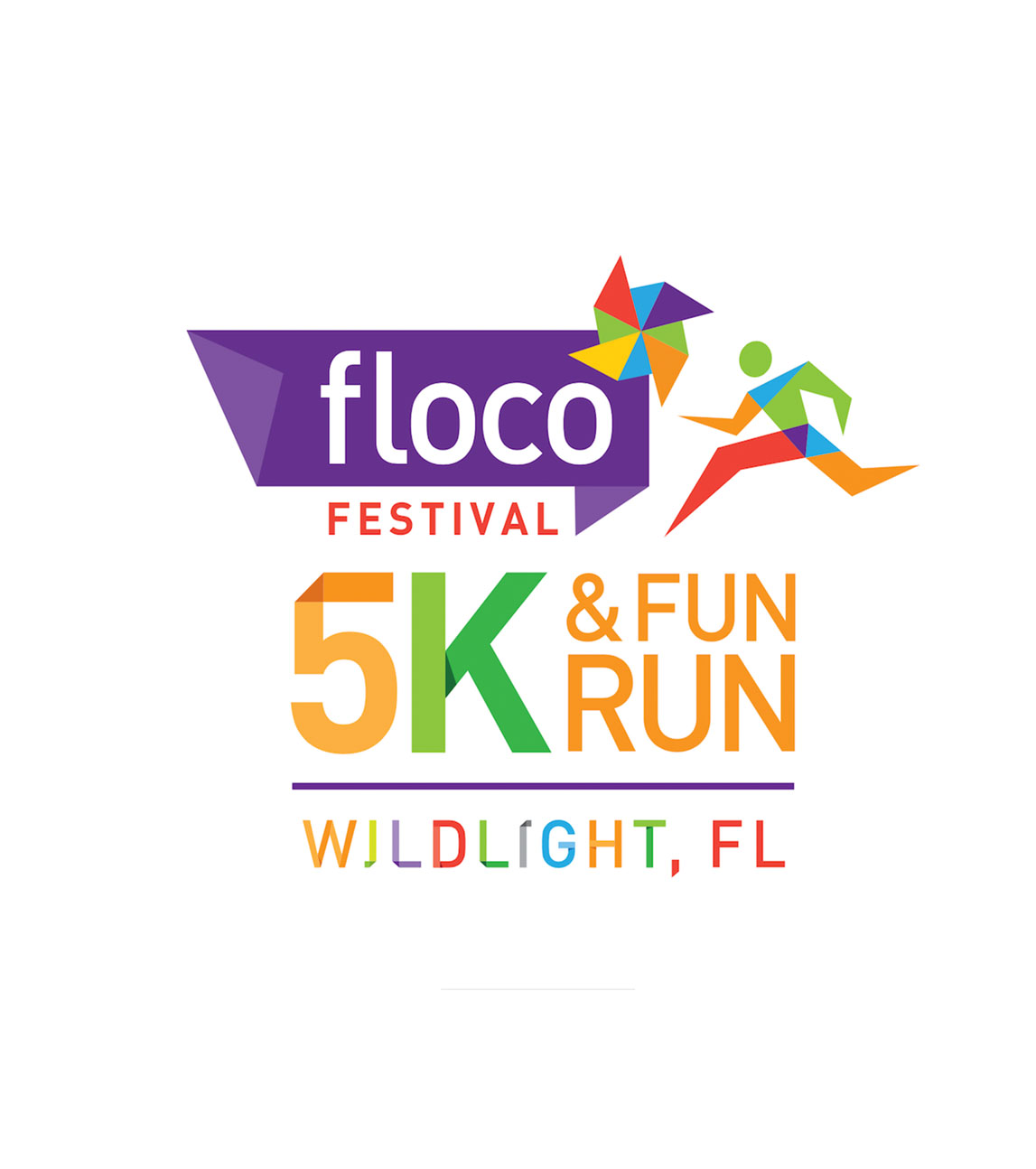 The logo for the floco festival 5k and fun run wildlight, florida.