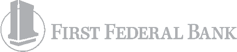First Federal Bank logo in gray