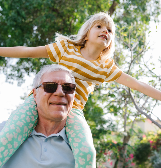 Man with child on his shoulders