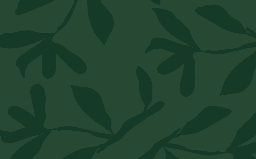 Dark green leafy silhouettes form an abstract pattern on a lighter green background, inspired by the natural beauty surrounding the Wildlight Yulee Florida community.