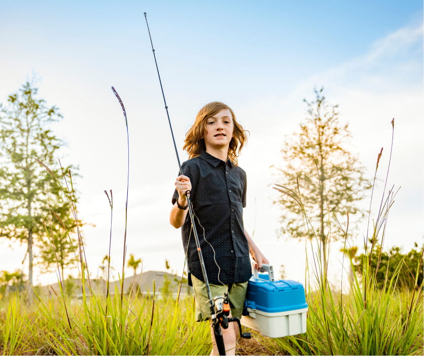 Young man going fishing