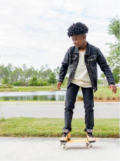 Boy riding his skateboard