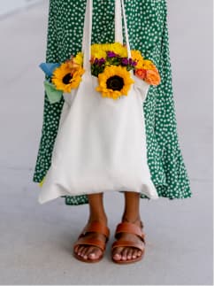 Woman in flower dress