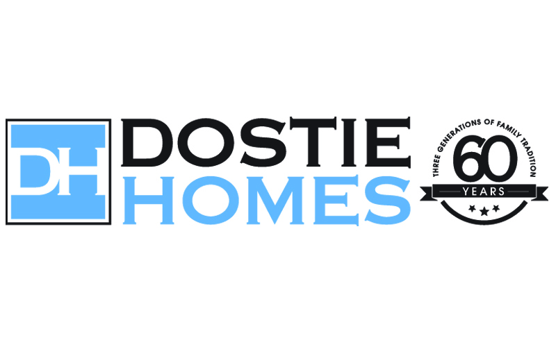 Dostie Homes logo with blue "DH" in a box and text "Dostie Homes." A circular badge reads "60 Years, Three Generations of Family Tradition"—trusted builders of new homes in Wildlight FL’s vibrant master planned community.